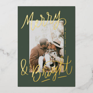Handgeschriebene Merry & Bright Foto-Overlay Folien Feiertagskarte