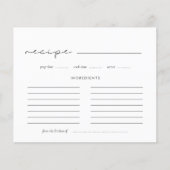 Handgeschriebene minimalistische Brautparty-Rezept (Vorderseite)