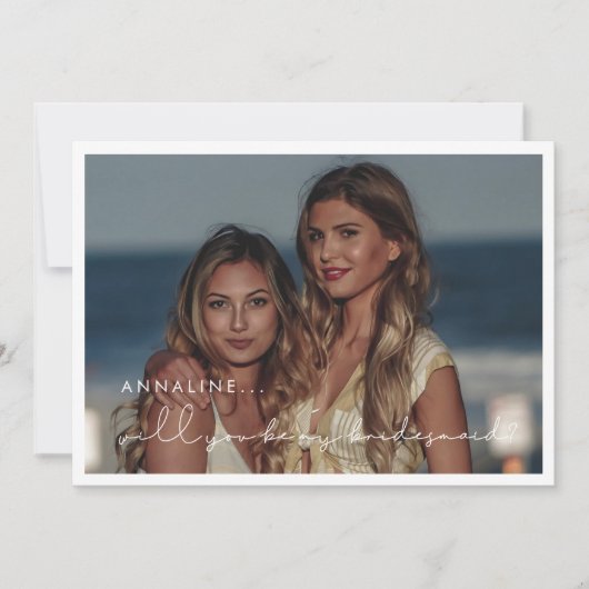 Handgeschriebene minimalistische Bridesmaid-Vorsch Einladung (Vorderseite)