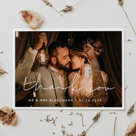 Handgeschriebene minimalistische Hochzeit Danke Ka Ankündigung