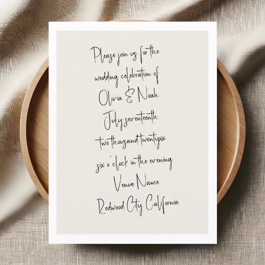 Handgeschriebene Minimalistische Hochzeitkarte Postkarte