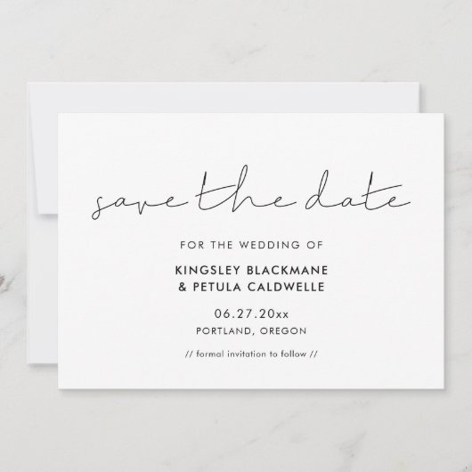 Handgeschriebene minimalistische Save the Date Ein (Vorderseite)