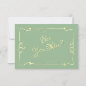 Handgeschriebene Minze Grün Retro Whimsical Weddin RSVP Karte (Rückseite)