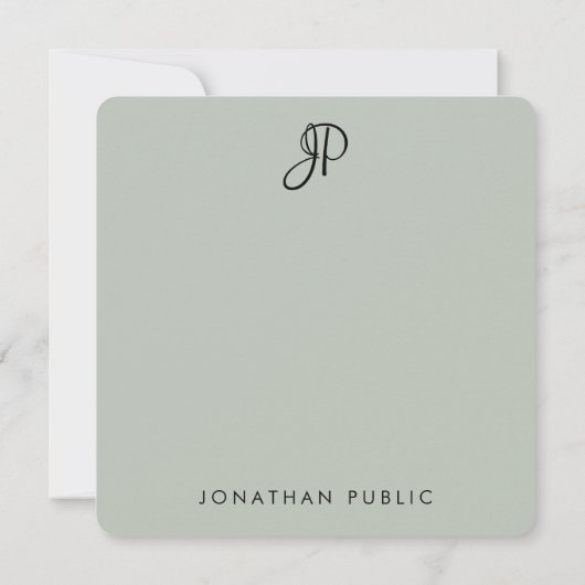 Handgeschriebene Mit Monogramm Vorlage Elegante Fa (Rückseite)