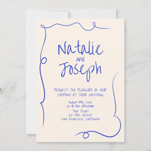 Handgeschriebene, moderne Funky Gezeichnet in eine Einladung (Vorderseite)