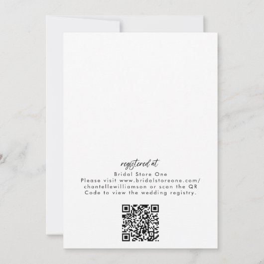 Handgeschriebene moderne Minimal QR Code Paare Dus Einladung (Rückseite)