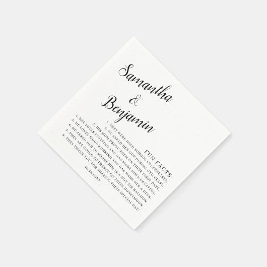 Handgeschriebene moderne Schwarz-Weiß-Fun-Fakten H Serviette (Ecke)