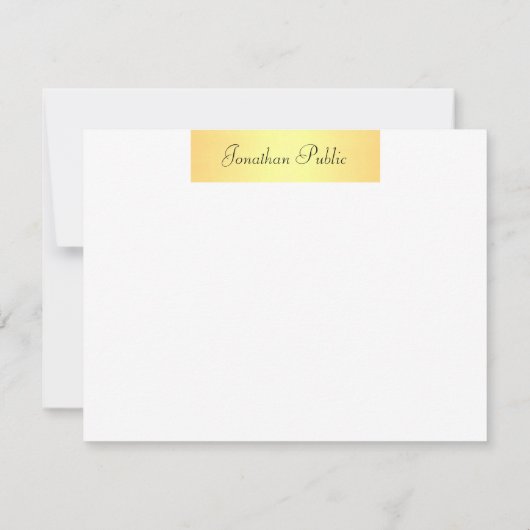 Handgeschriebene Monogram Name Imitate Gold Elegan Mitteilungskarte (Rückseite)