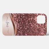 Handgeschriebene Monogram Rose Gold Glitzer Case- Case-Mate iPhone Hülle (Rückseite (Horizontal))