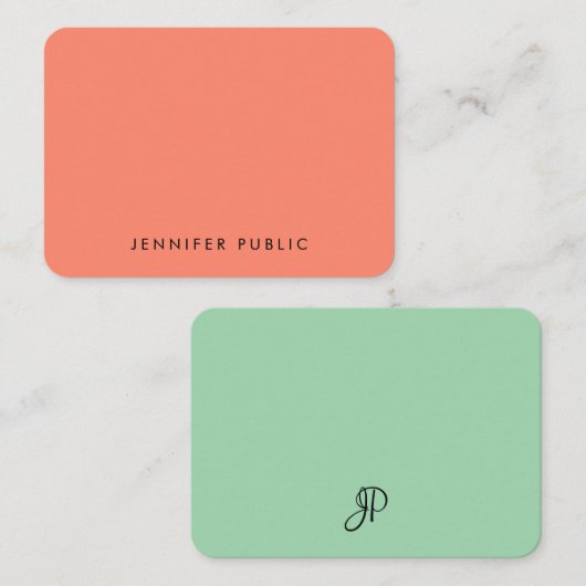 Handgeschriebene Monogram Script-Eleganfarben Mitteilungskarte (Vorne/Hinten)