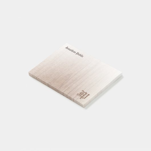 Handgeschriebene Monogram Template Custom Wood Loo Post-it Klebezettel (angewinkelt)