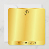 Handgeschriebene Monogram Template Gold Metallic L Mitteilungskarte (Rückseite)