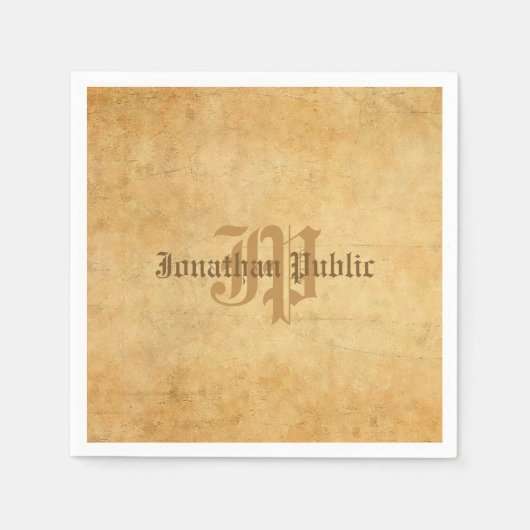 Handgeschriebene Monogramm-Elegant Nostalgische Vo Serviette (Vorderseite)