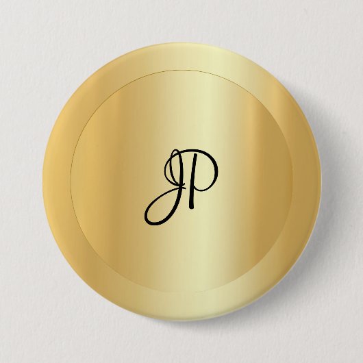 Handgeschriebene Monogramm-Imitate Gold-Template-E Button (Vorderseite)