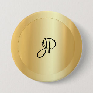 Handgeschriebene Monogramm-Imitate Gold-Template-E Button
