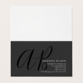 Handgeschriebene Monogramm individuell Grau Schwar Visitenkarten (Außenseite Aufgefaltet)