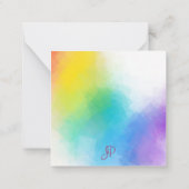 Handgeschriebene Monogramm-Vorlage für Regenbogenf Mitteilungskarte (Rückseite)