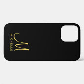 Handgeschriebene Monogrammnamen Schwarz und Gold,  Case-Mate iPhone Hülle (Rückseite (Horizontal))