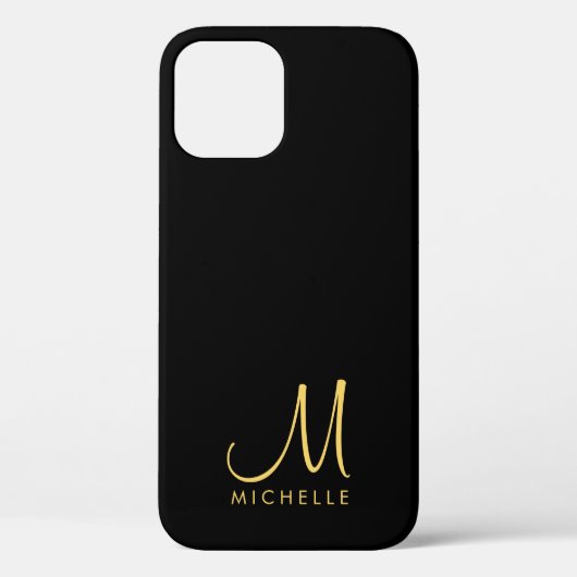 Handgeschriebene Monogrammnamen Schwarz und Gold,  Case-Mate iPhone Hülle (Rückseite)