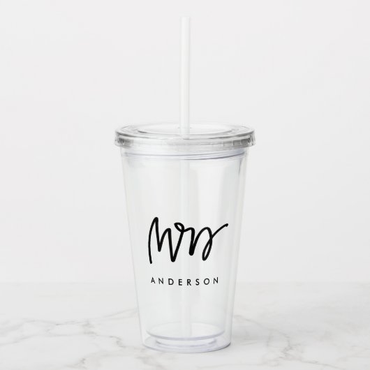 Handgeschriebene Mrs Custom Acryltrinkbecher (Vorderseite)
