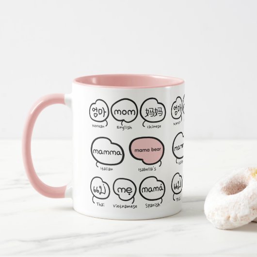 Handgeschriebene Mutter-Typografie Rosa Muttertag Tasse (Mit Donut)