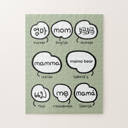 Handgeschriebene Mutter-Typografie Sagegrün Mutter Puzzle (Vertikal)