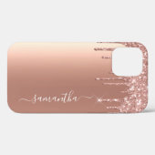 Handgeschriebene Name Rose Gold Glitzer Look Case-Mate iPhone Hülle (Rückseite (Horizontal))