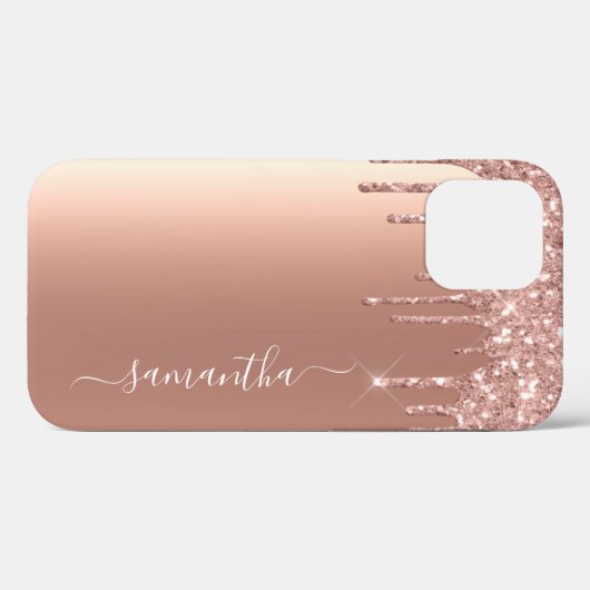 Handgeschriebene Name Rose Gold Glitzer Look Case-Mate iPhone Hülle (Rückseite (Horizontal))