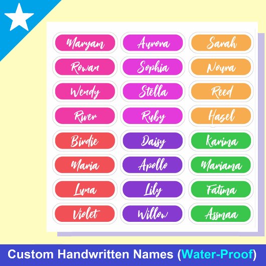 Handgeschriebene Namen für Mädchen | 24 wasserdich Aufkleber