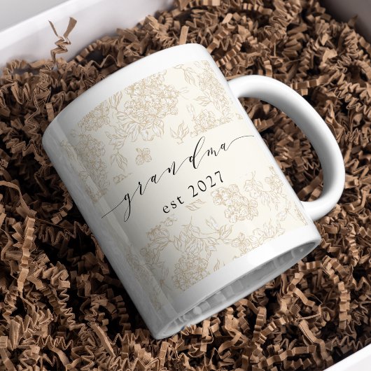 Handgeschriebene Oma stilvolles Blumenmuster  Kaffeetasse
