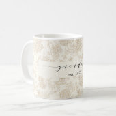 Handgeschriebene Oma stilvolles Blumenmuster  Kaffeetasse (Vorderseite Links)