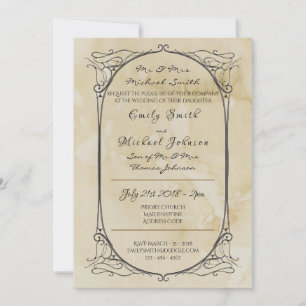 Handgeschriebene Parchment Vintage Hochzeit einlad Einladung