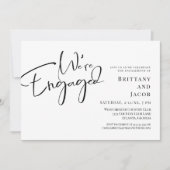 Handgeschriebene Partei für Schwarz-weißes Engagem Einladung (Vorderseite)