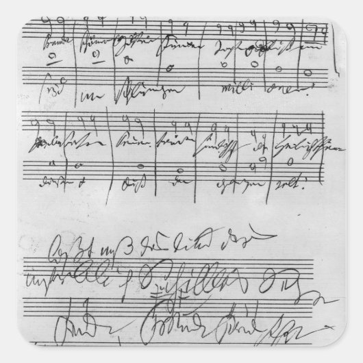 Handgeschriebene Partitur Quadratischer Aufkleber (Vorderseite)