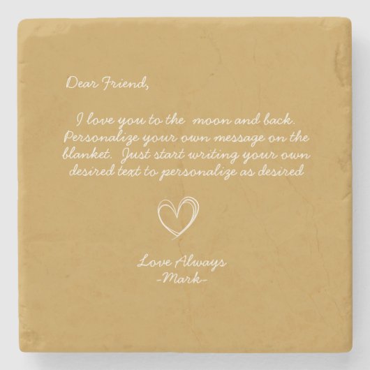 Handgeschriebene Personalisierte Nachrichtenfreund Steinuntersetzer (Vorderseite)