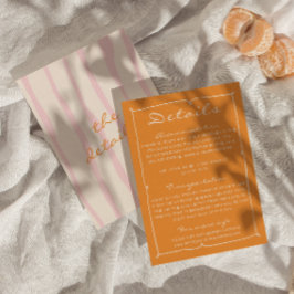 Handgeschriebene Pinstripes farbenfrohe Hochzeitsd Begleitkarte