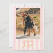 Handgeschriebene Pinstripes farbiges Foto Hochzeit Einladung (Rückseite)