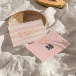 Handgeschriebene Pinstripes QR Code Farbige Hochze RSVP Karte