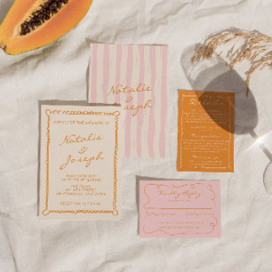 Handgeschriebene Pinstripes Whimsical Colorful Wed Einladung