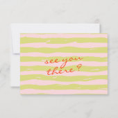 Handgeschriebene Pinstripes Whimsical QR-Code-Hoch RSVP Karte (Rückseite)