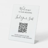 Handgeschriebene QR-Code-Hochzeitssitze Sockelschild (Vorderseite)