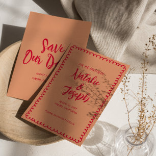 Handgeschriebene Retro-bunte einzigartige funky Ho Save The Date