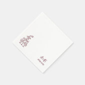 Handgeschriebene Retro-Champagner-Turm-Hochzeit Serviette (Ecke)
