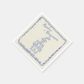Handgeschriebene Retro-Champagner-Turm-Hochzeit Serviette (Ecke)