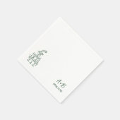 Handgeschriebene Retro-Champagner-Turm-Hochzeit Serviette (Ecke)