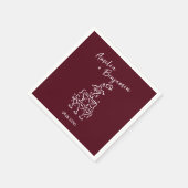 Handgeschriebene Retro-Champagner-Turm-Hochzeit Serviette (Ecke)