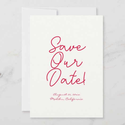 Handgeschriebene Retro-farbenfrohe, einzigartige F Save The Date (Vorderseite)