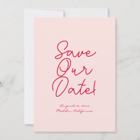 Handgeschriebene Retro farbenfrohe, einzigartige m Save The Date (Vorderseite)
