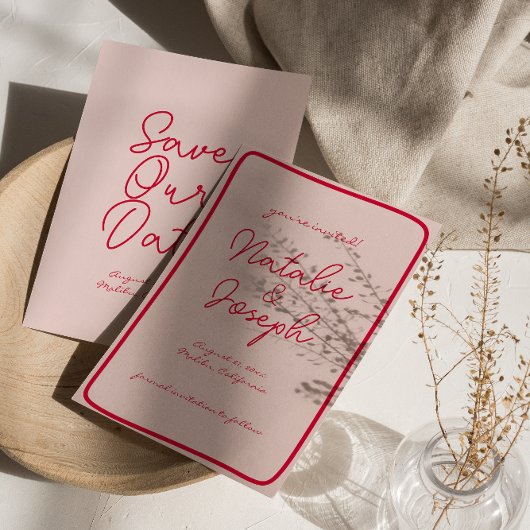 Handgeschriebene Retro farbenfrohe, einzigartige m Save The Date