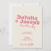 Handgeschriebene Retro farbenfrohe moderne, feine Einladung (Vorderseite)